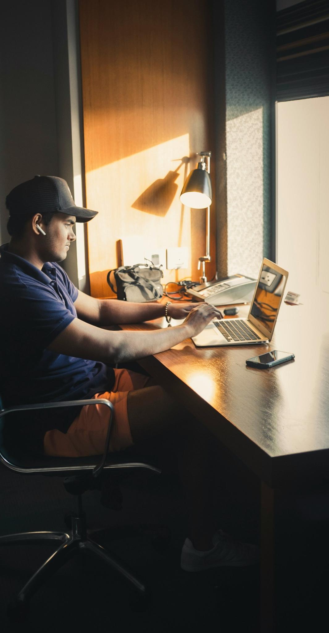 Trader working at desk